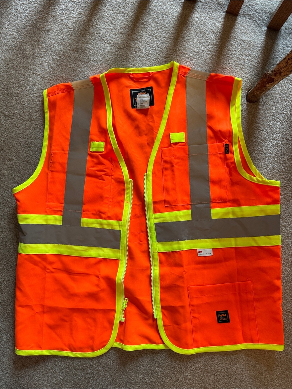Walls High-Visibility Orange Safety Vest with Yellow Trim